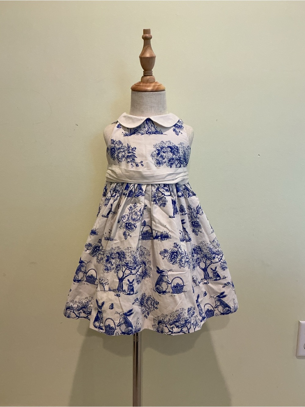 Gymboree Blue and White Toile Peter Pan Collar Sleeveless Dress